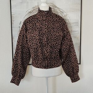 New Marled Animal Print Sweater Jacket Size XS